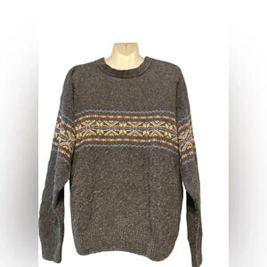 Woods & Gray Silk Wool Blend Long Sleeve Fair Isle Print Sweater
